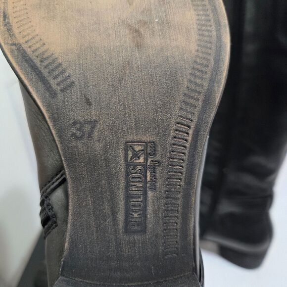 Pikolinos Riding Boots Tall Black Leather Sz 37 / 6 Buckle Harness Equestrian - Picture 9 of 12
